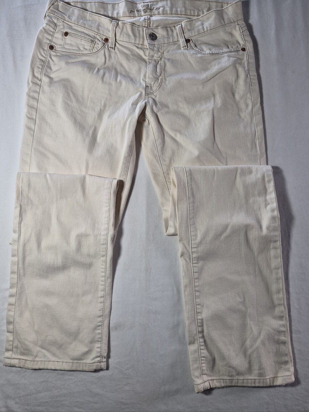 7 For All Mankind Cream Straight-Leg Lowrise Jeans Womens 29
